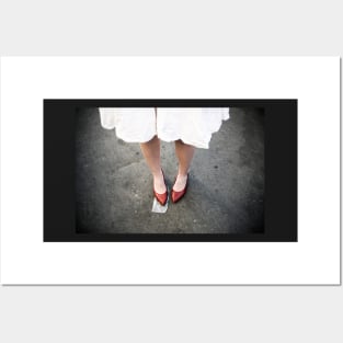 Red shoes and white dress Posters and Art